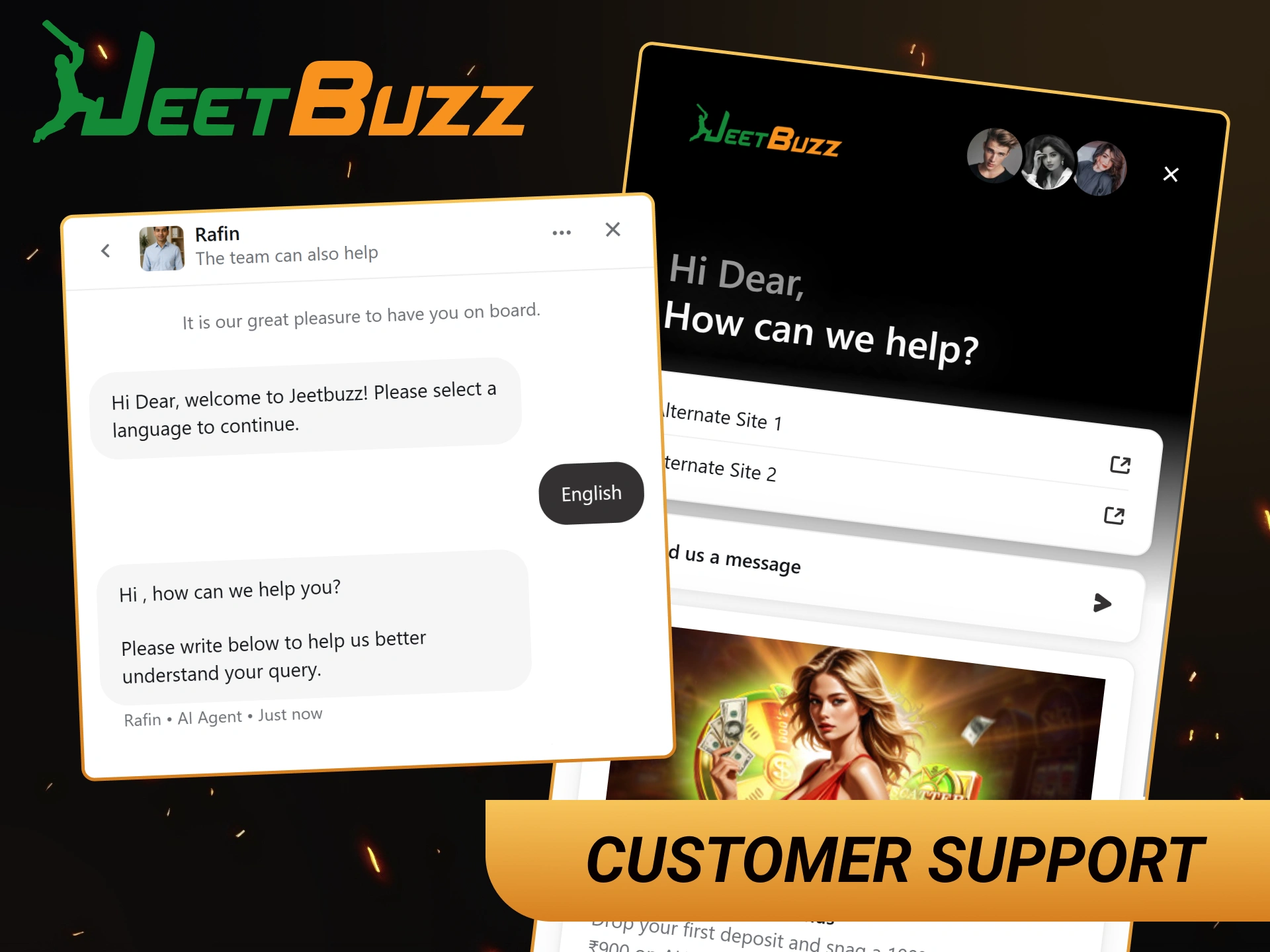 Get instant assistance by contacting customer support directly through the JeetBuzz app.