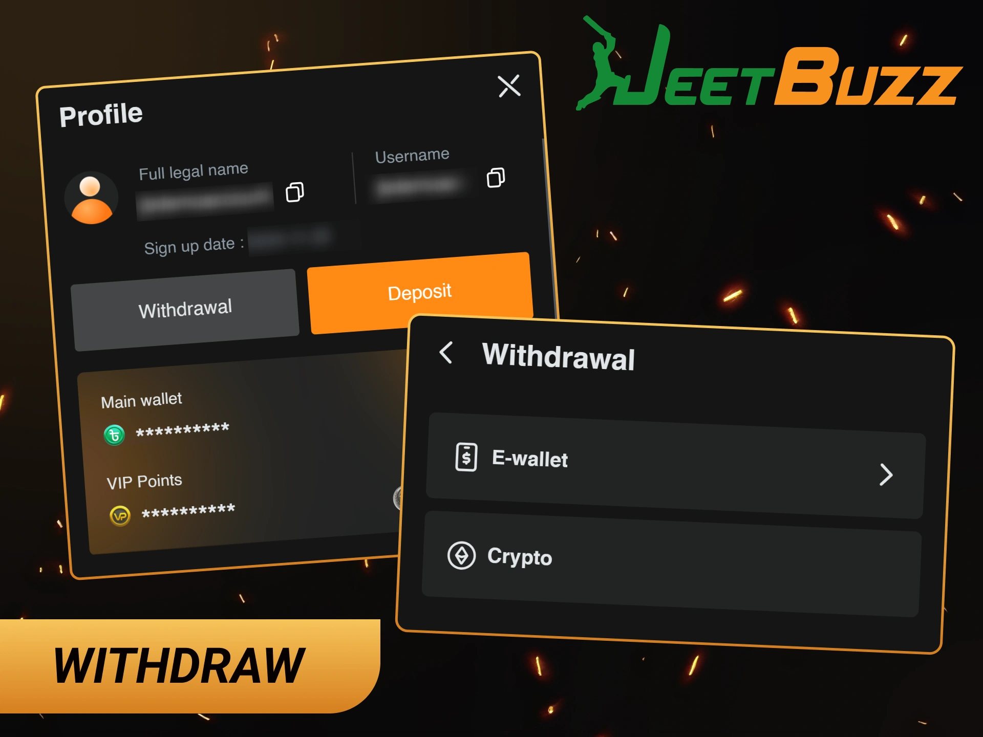 Withdraw your winnings securely via the JeetBuzz mobile application.
