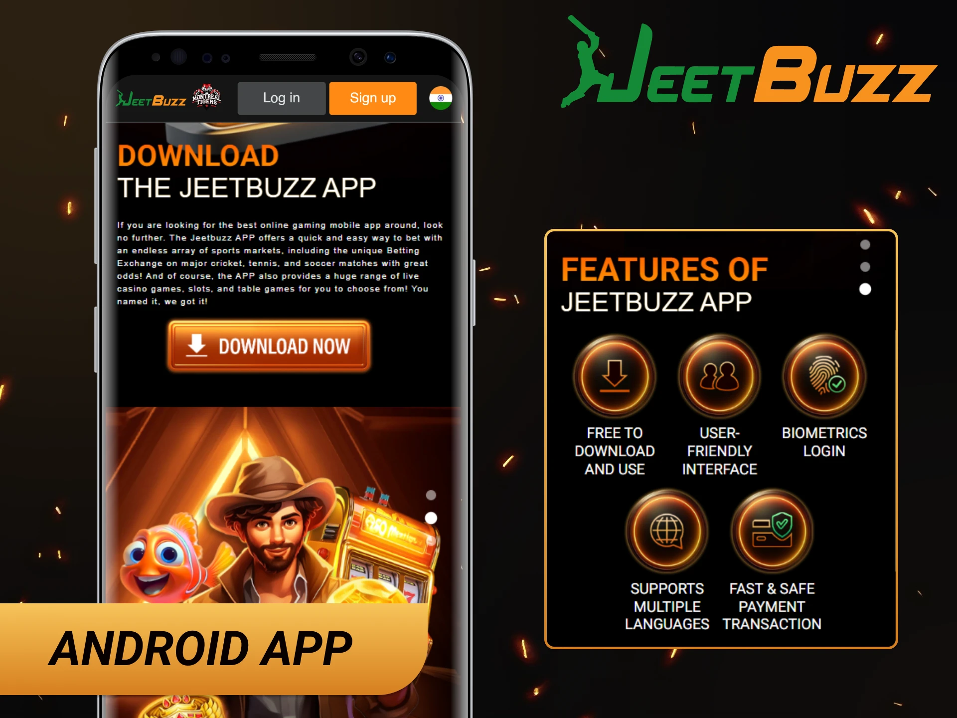 Download the official JeetBuzz app for Android to play slots on your smartphone.