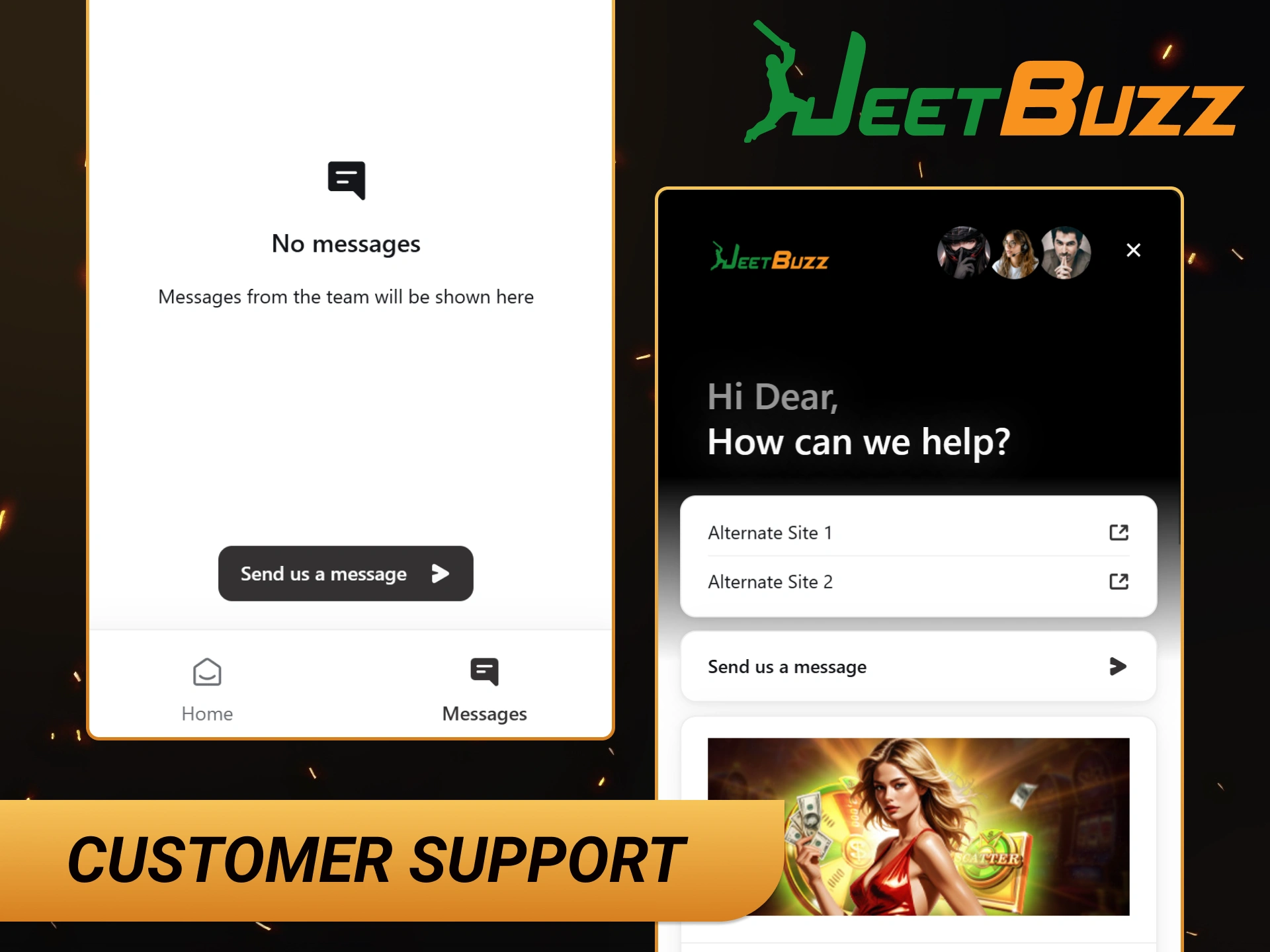 Contact the JeetBuzz customer support team for 24/7 assistance in English or Hindi.